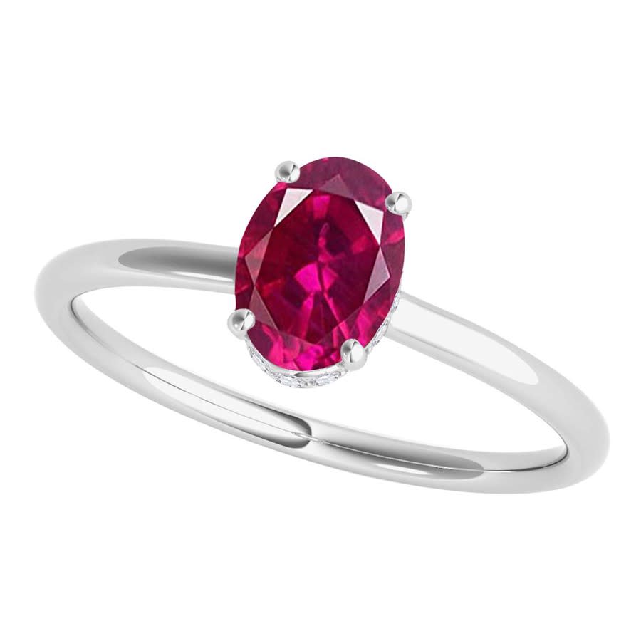 Maulijewels 1.00 Cttw Oval Shape Ruby & White Diamond Engagement Ring For  Women In 14k White Gold In Size 5.5 | ModeSens