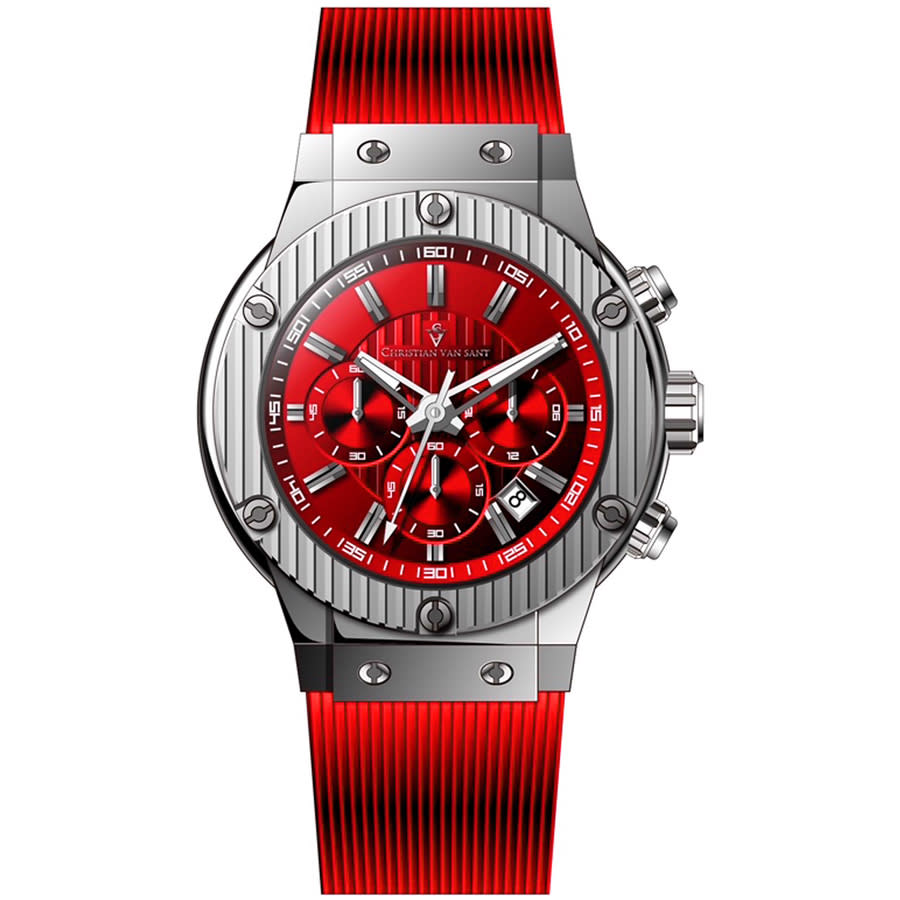 CHRISTIAN VAN SANT CHRISTIAN VAN SANT MONARCHY CHRONOGRAPH QUARTZ RED DIAL MEN'S WATCH CV8144