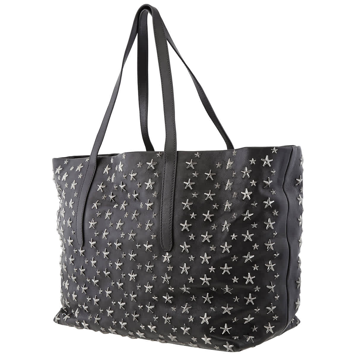 Jimmy Choo Ladies Pimlico Star Leather Tote In Black/gunmetal In Black,gunmetal