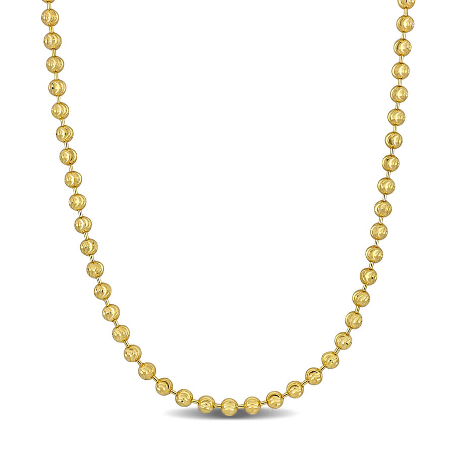 Amour 10k Yellow Gold 3mm Diamond Cut Ball Chain Necklace 16