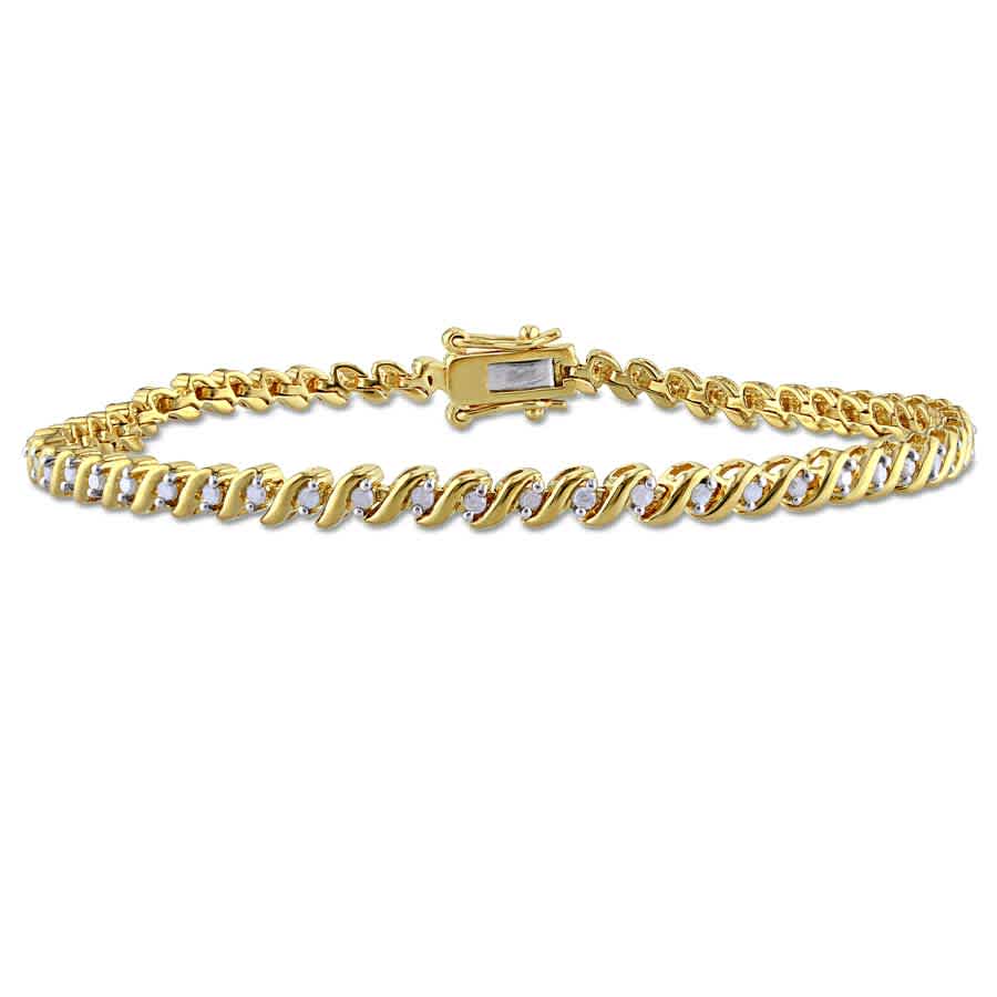 Amour 1/2 Ct Tw Diamond Tennis Twisted Bracelet In Yellow Silver In Silver / Yellow