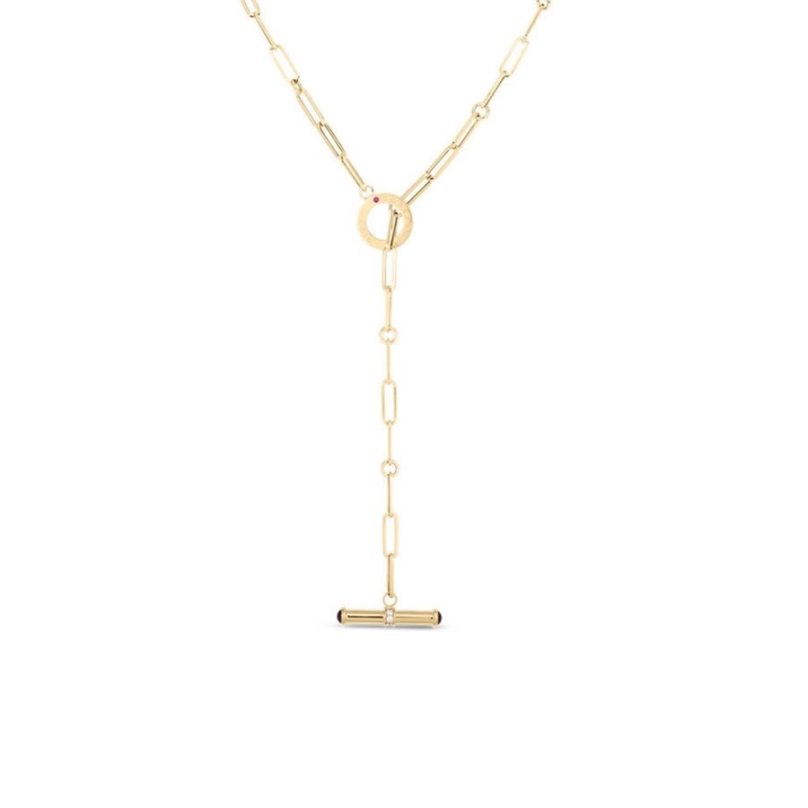 Shop Roberto Coin 18k Yellow Gold Thin Lariat Paperclip Necklace