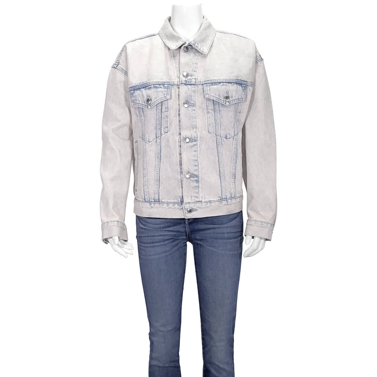 Alexander Wang T Ladies Acid Wash Denim Game Jacket In Blue,pink