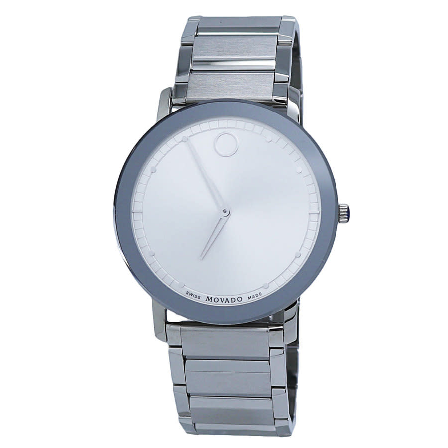 Movado Sapphire Quartz Silver Dial Mens Watch 0607407 In Silver Tone