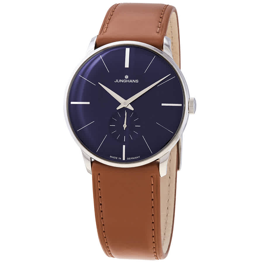 JUNGHANS MEISTER HAND WIND BLUE DIAL UNISEX WATCH 027/3504.00