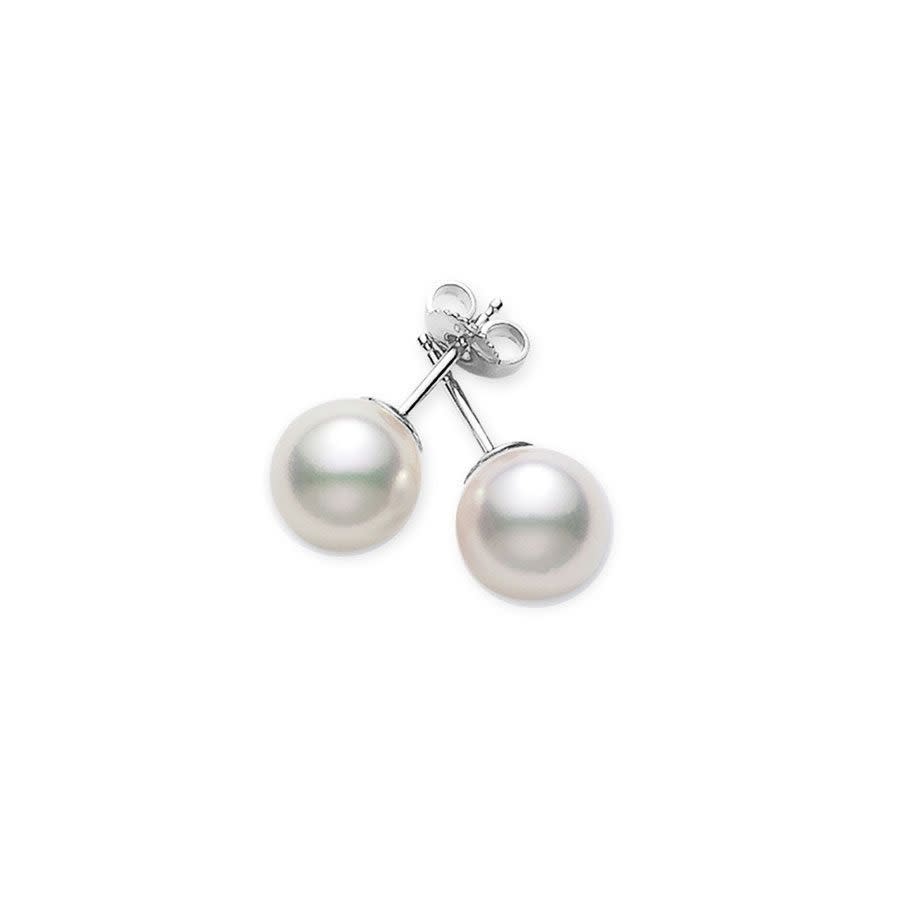 Mikimoto Akoya Pearl Stud Earrings With 18k White Gold 7.5-8mm Aa Grade In White