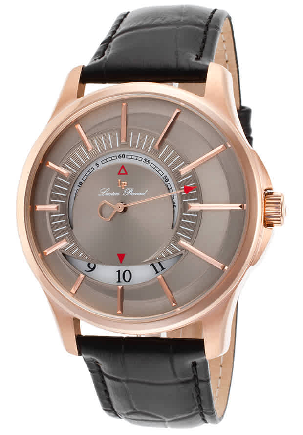Click to view more detailed imagery on our partner's website Lucien Piccard Vertigo Mono-hand Dual-disc Mens Watch Lp-40024-rg-014 In Black,grey,red