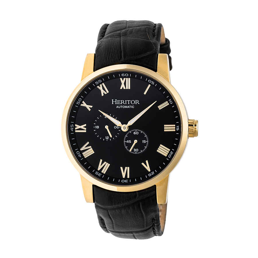 Click to view more detailed imagery on our partner's website Heritor Romulus Automatic Black Dial Mens Watch Hr6405 In Black,gold Tone,yellow