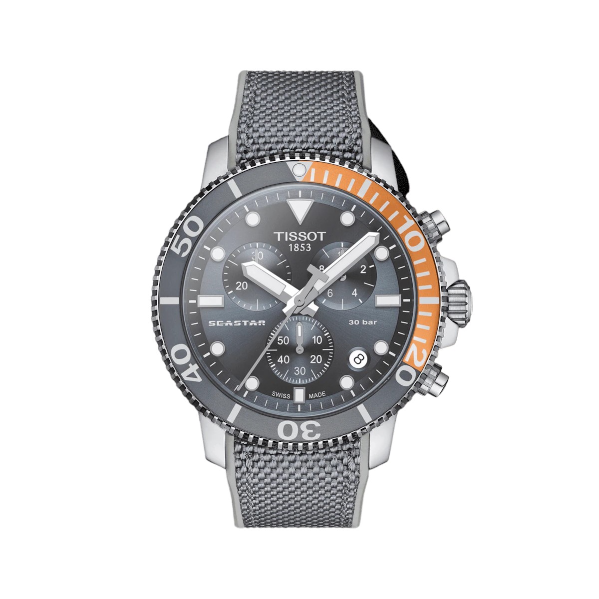 Tissot Seastar 1000 Chronograph Grey Dial Fabric Strap Men's Watch T120.417.17.081.01 In Grey