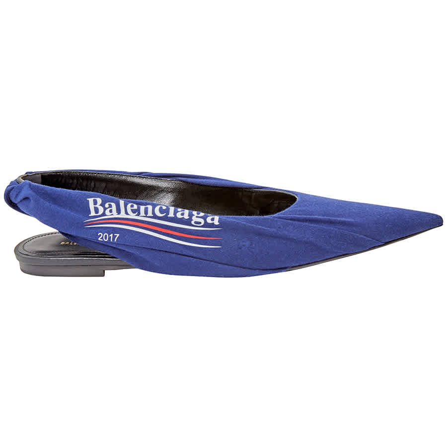 Balenciaga Ladies Blue Knife Political Slingback