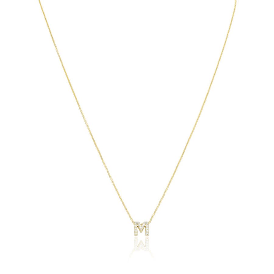Roberto Coin 18k Yellow Gold Love Letter Collection Diamond "m" Initial Pendant