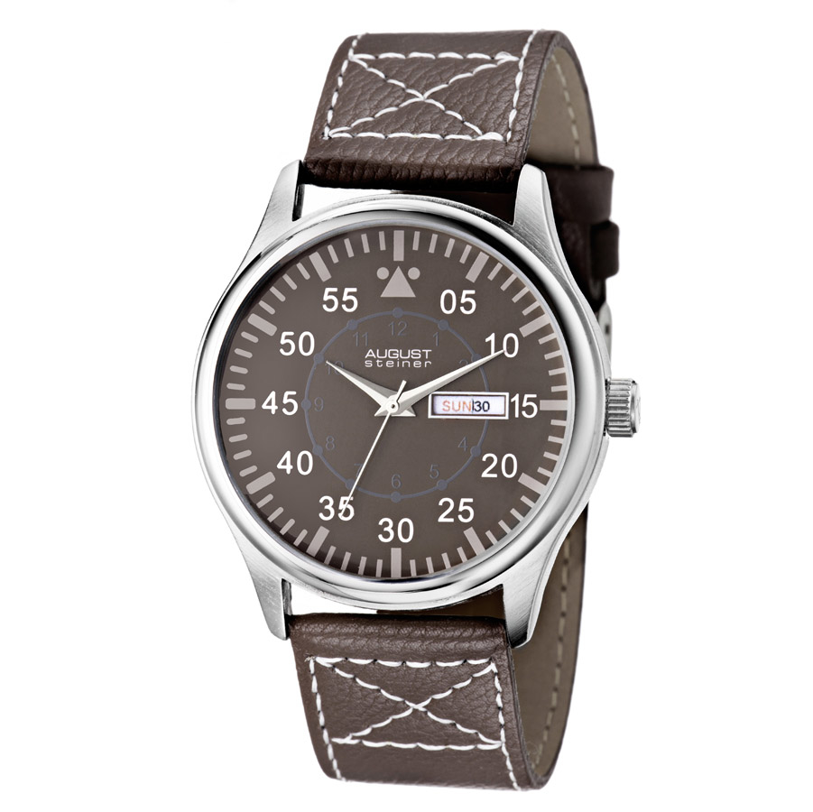 AUGUST STEINER AUGUST STEINER BROWN DIAL BROWN LEATHER MENS WATCH AS8074BK