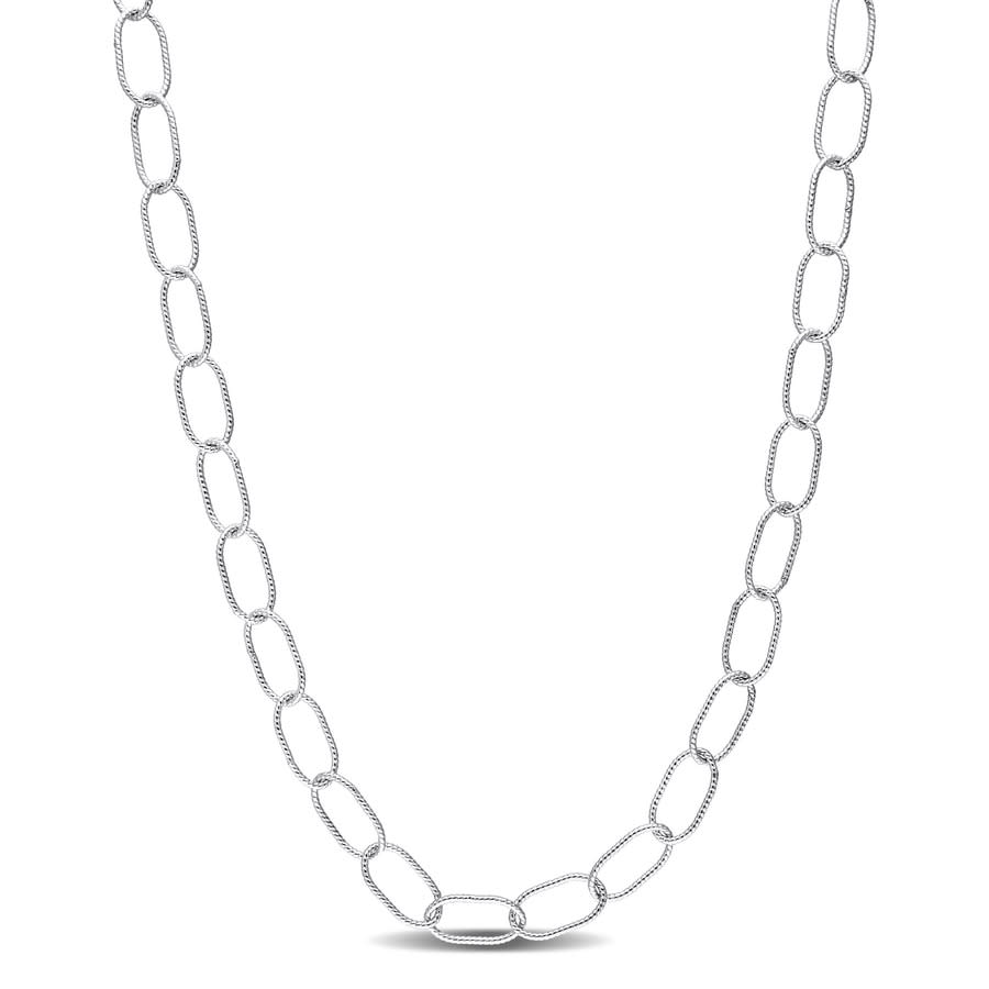 Amour 6.5 Mm Twisted Rolo Chain Necklace In Sterling Silver In White