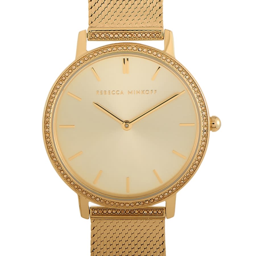 Shop Rebecca Minkoff Major Quartz Crystal Gold Dial Ladies Watch 2200392 In Gold / Gold Tone