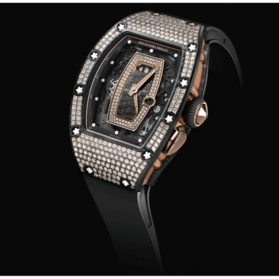 Richard Mille Rm07-01 Medium Set Automatic Diamond Ladies Watch In Black / Gold / Gold Tone / Rose / Rose Gold / Rose Gold Tone