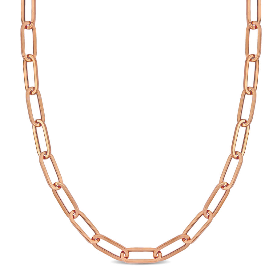 Amour 6.3mm Polished Paperclip Chain Necklace In 14k Rose Gold In Pink