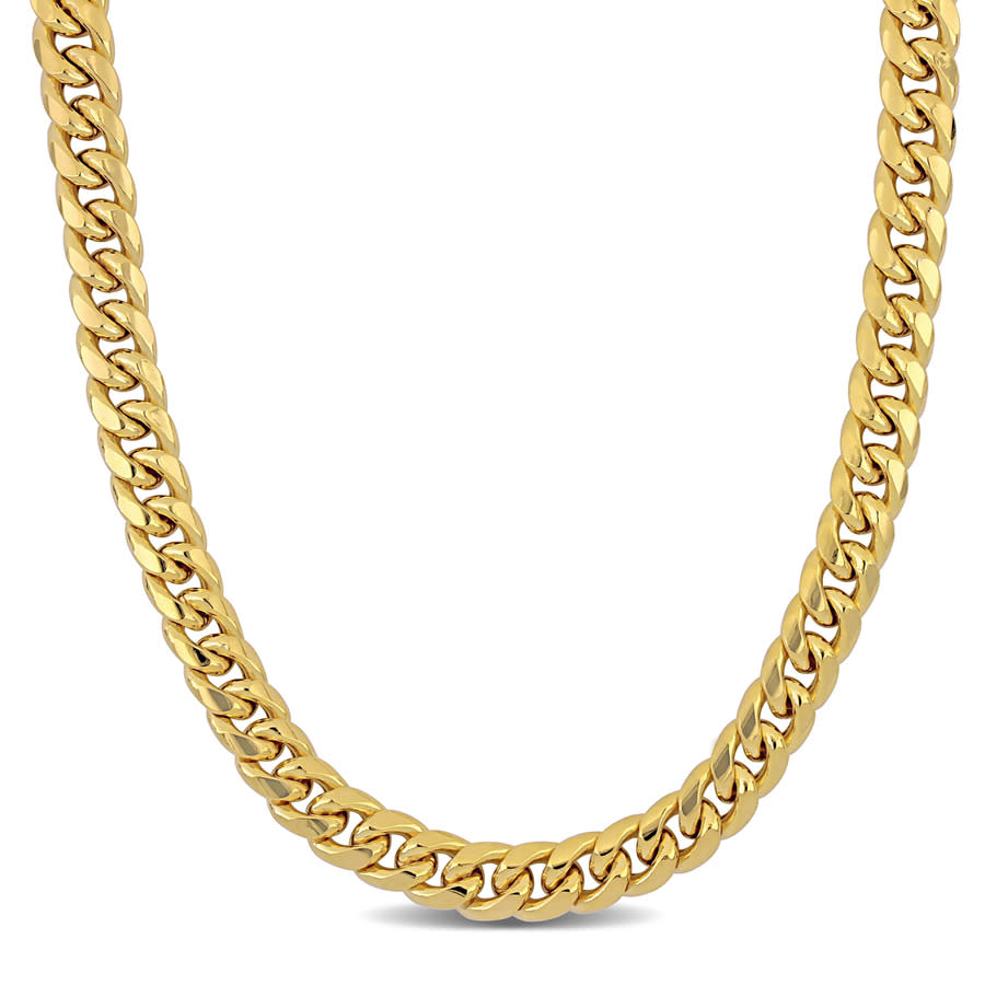 Amour 9.25mm Miami Cuban Link Chain Neckalce In 10k Yellow Gold