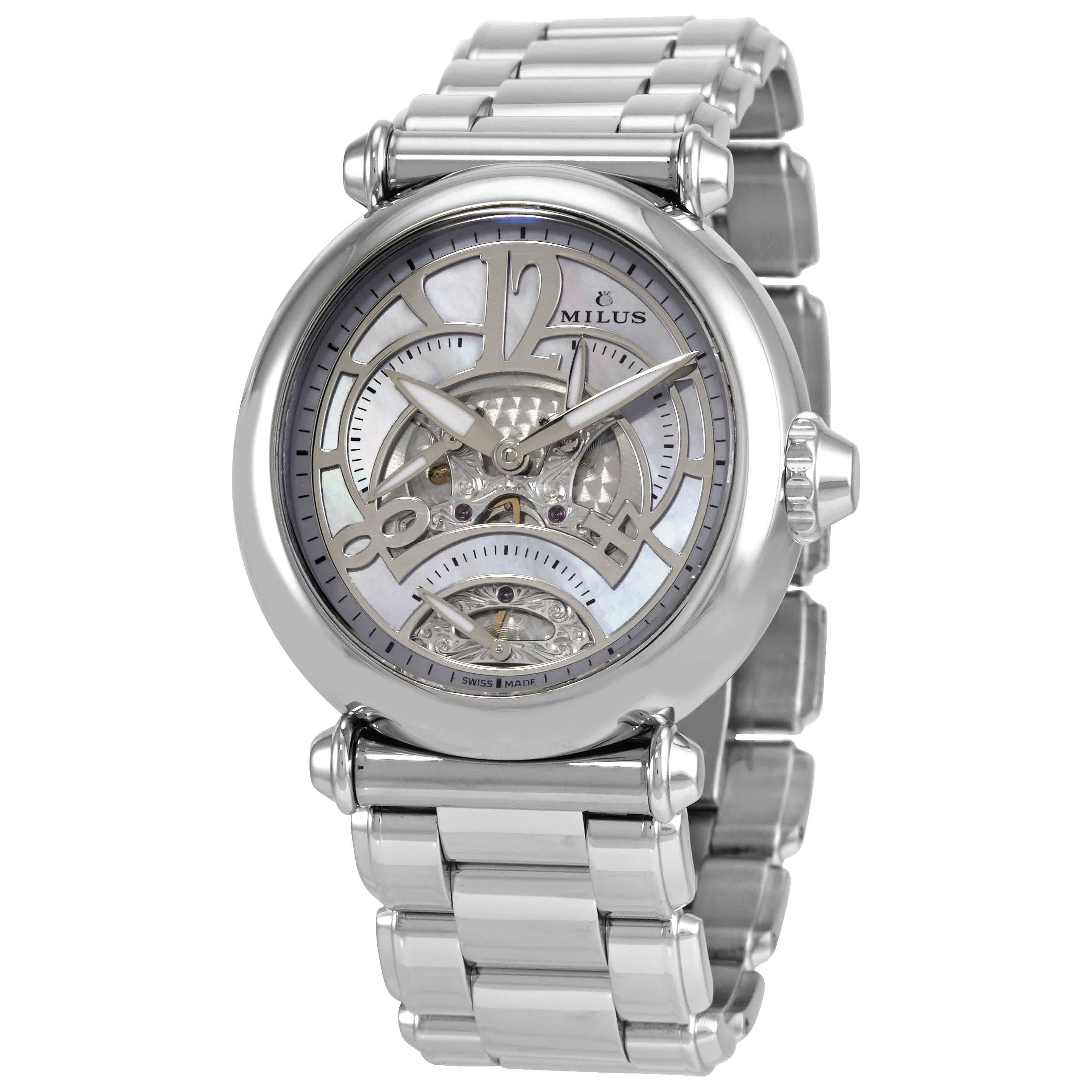 Milus Merea Automatic Blue Mother Of Pearl Dial Ladies Watch Mer010 In Blue,mother Of Pearl,silver Tone