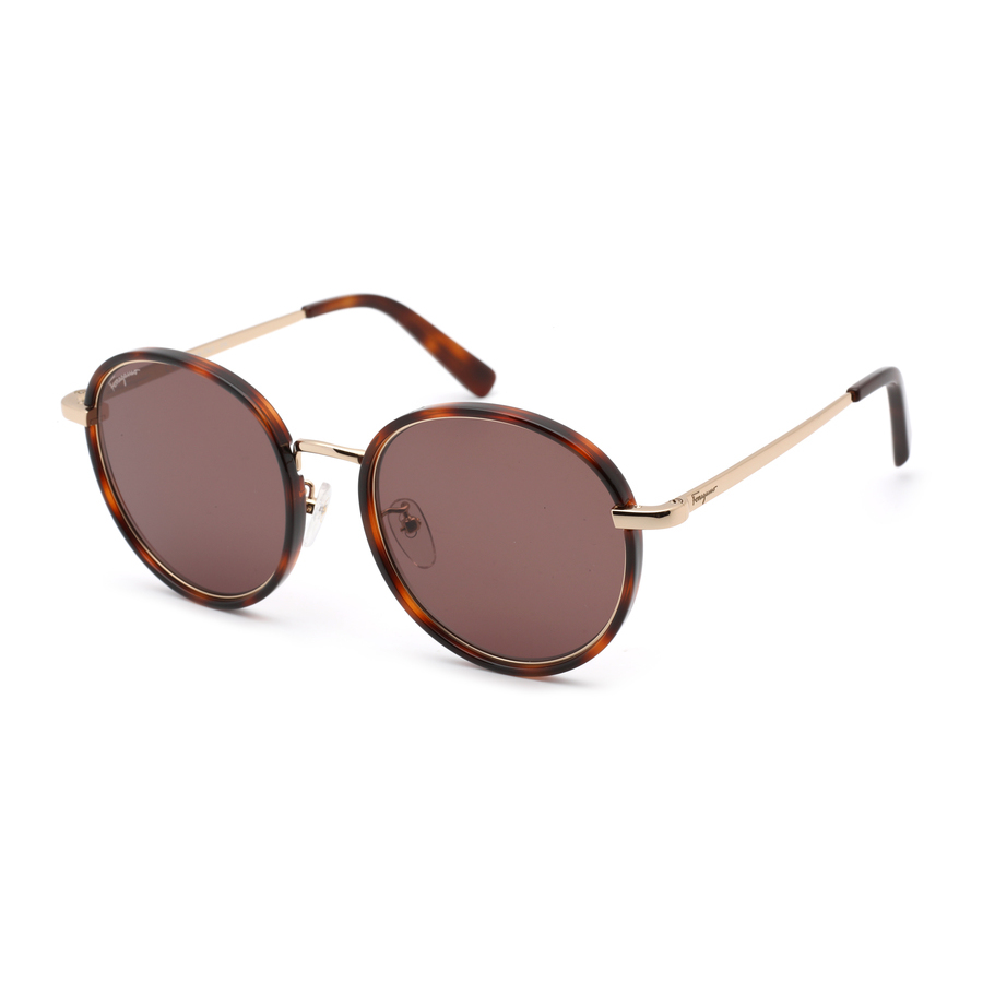 Salvatore Ferragamo Brown Round Unisex Sunglasses Sf159sk 271 55 In  Brown,tortoise | ModeSens