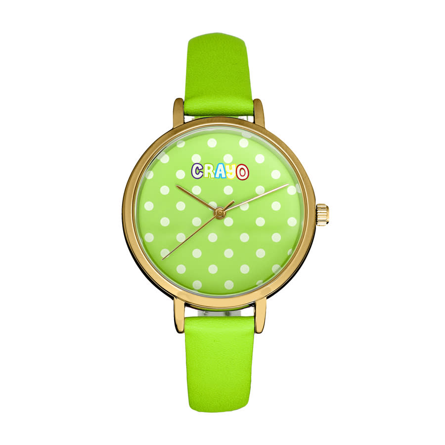 Crayo Dot Strap Watch In Gold Tone / Green