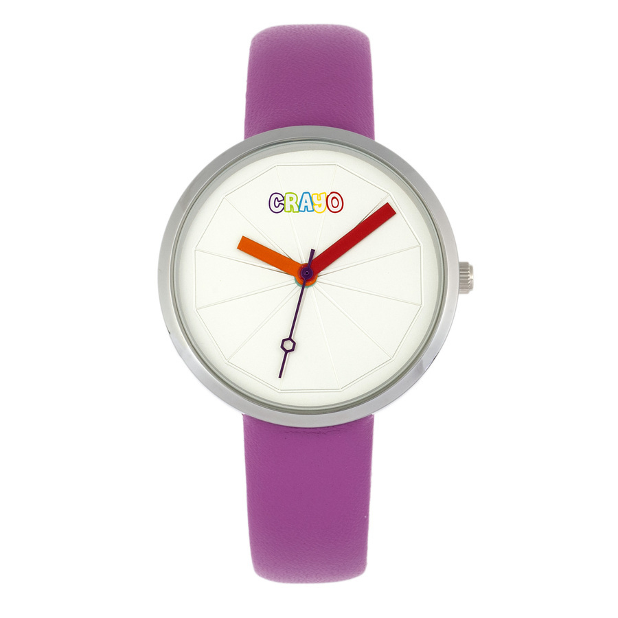 Crayo Metric Quartz White Dial Unisex Watch Cracr5803 In Red   / Orange / Purple / White