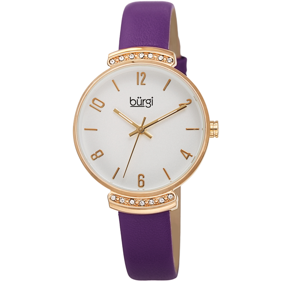 Burgi Quartz Silver Dial Purple Leather Ladies Watch Bur254pu In Gold Tone / Purple / Rose / Rose Gold Tone / Silver / Yellow