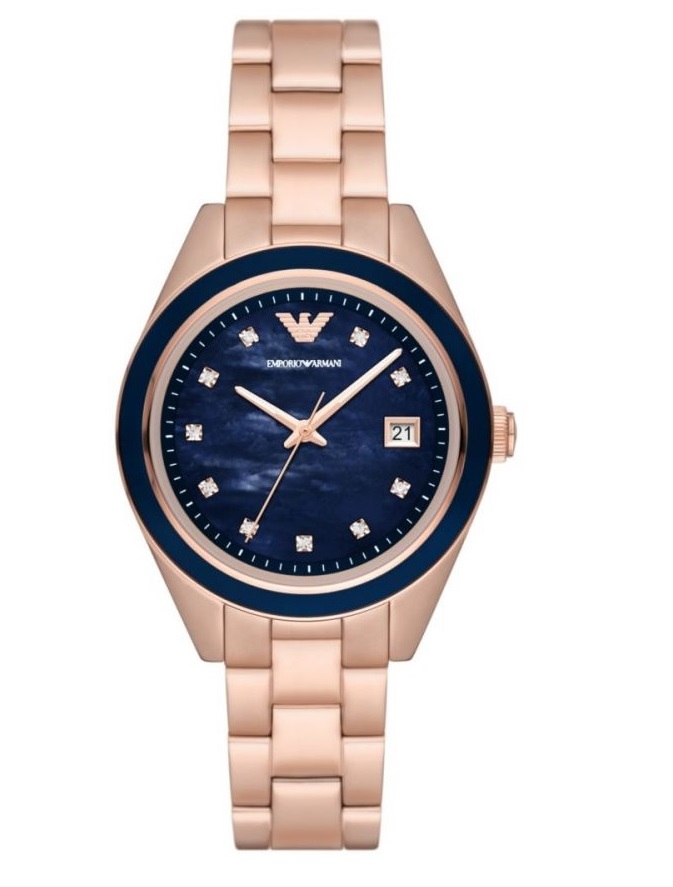 EMPORIO ARMANI EMPORIO ARMANI LEO QUARTZ CRYSTAL BLUE DIAL LADIES WATCH AR11449