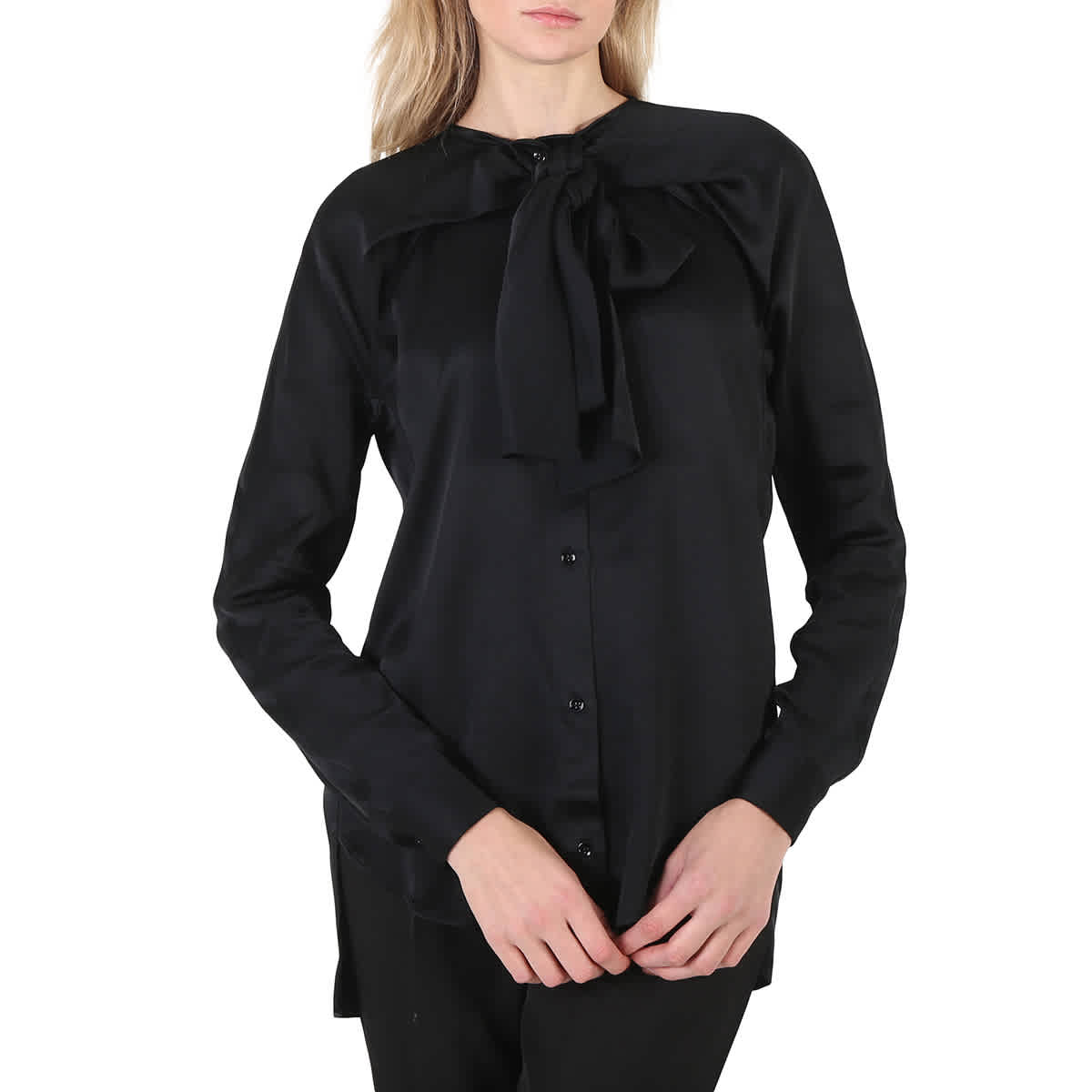 Atlein Ladies Black Cross Neckline Shirt