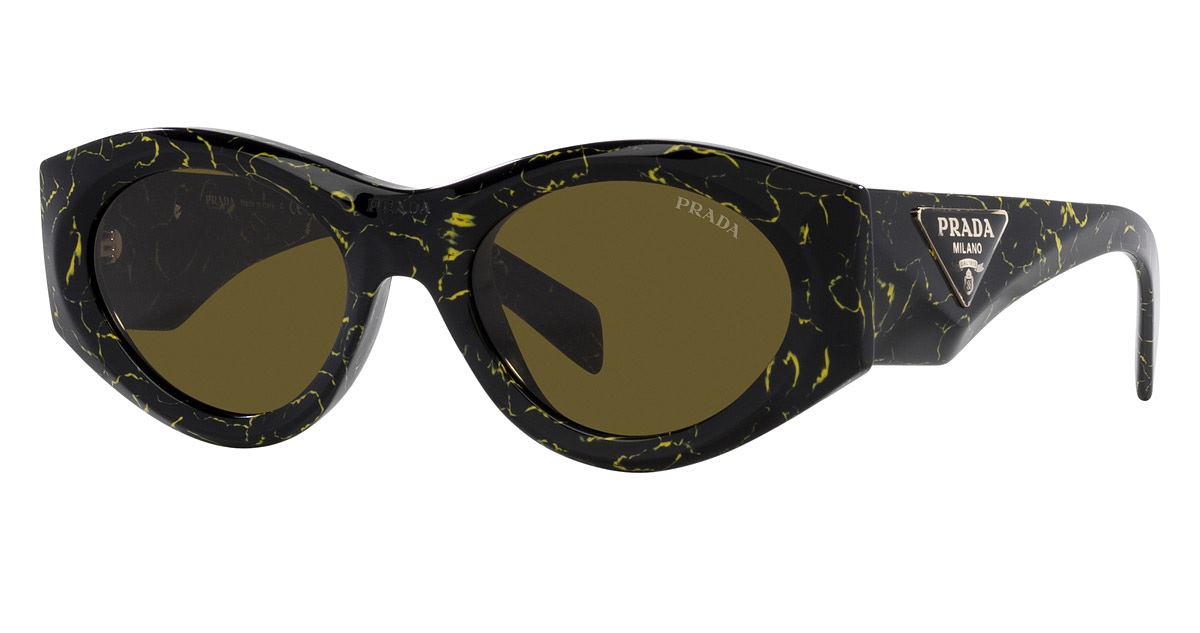 Prada Dark Brown Oval Ladies Sunglasses Pr 20zsf 19d01t 54 In Black / Brown / Dark / Yellow