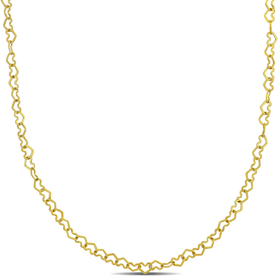 Amour 3mm Heart Link Necklace In 14k Yellow Gold - 20 In