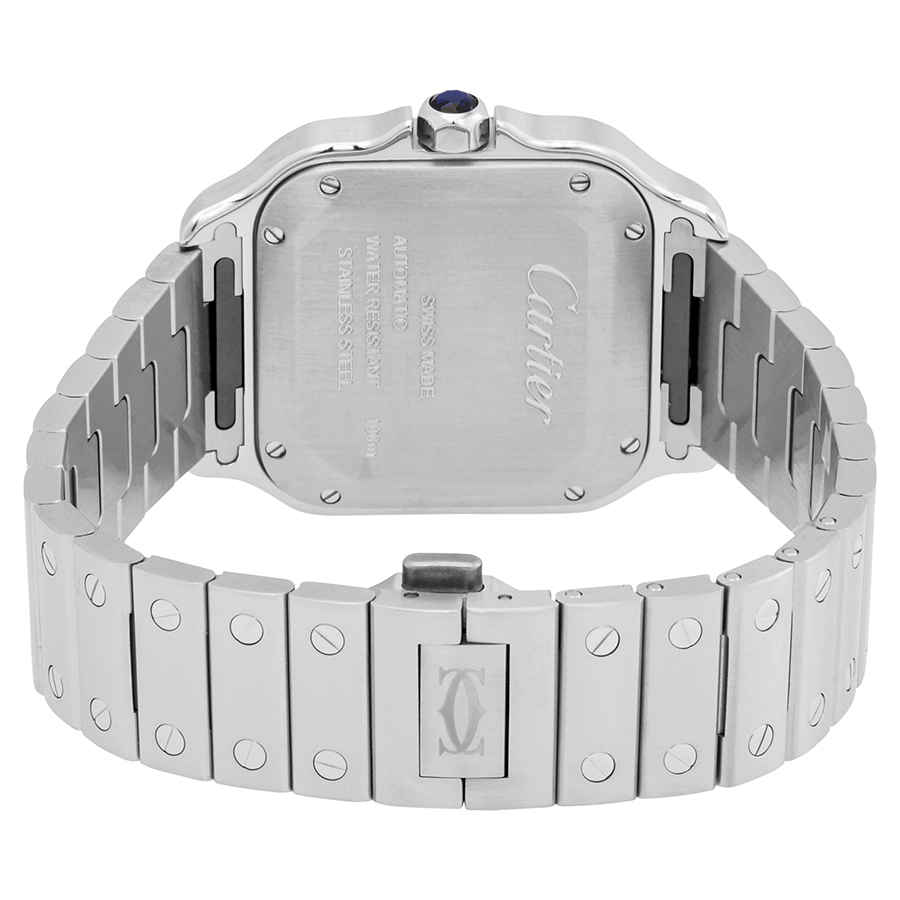 Shop Cartier Santos Medium Model Silvered Opaline Dial Men's Watch Wssa0029 In Black / Blue / Silver