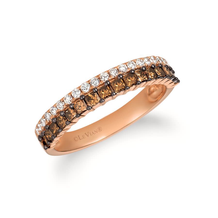 Le Vian Ladies Chocolate Diamonds Fashion Ring In 14k Strawberry Gold In Brown