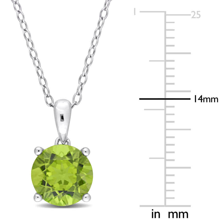 Shop Amour 2 Ct Tgw Peridot Solitaire Heart Design Pendant With Chain In Sterling Silver In White
