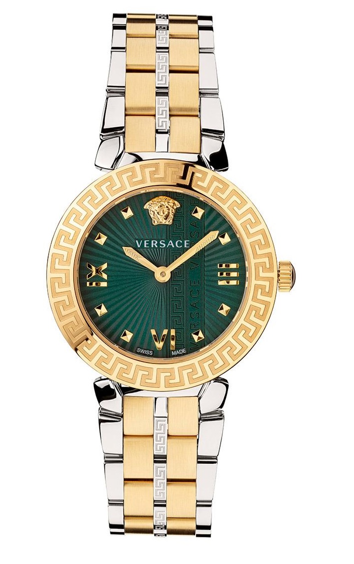 VERSACE VERSACE GRECA ICON QUARTZ GREEN DIAL TWO-TONE LADIES WATCH VEZ600321