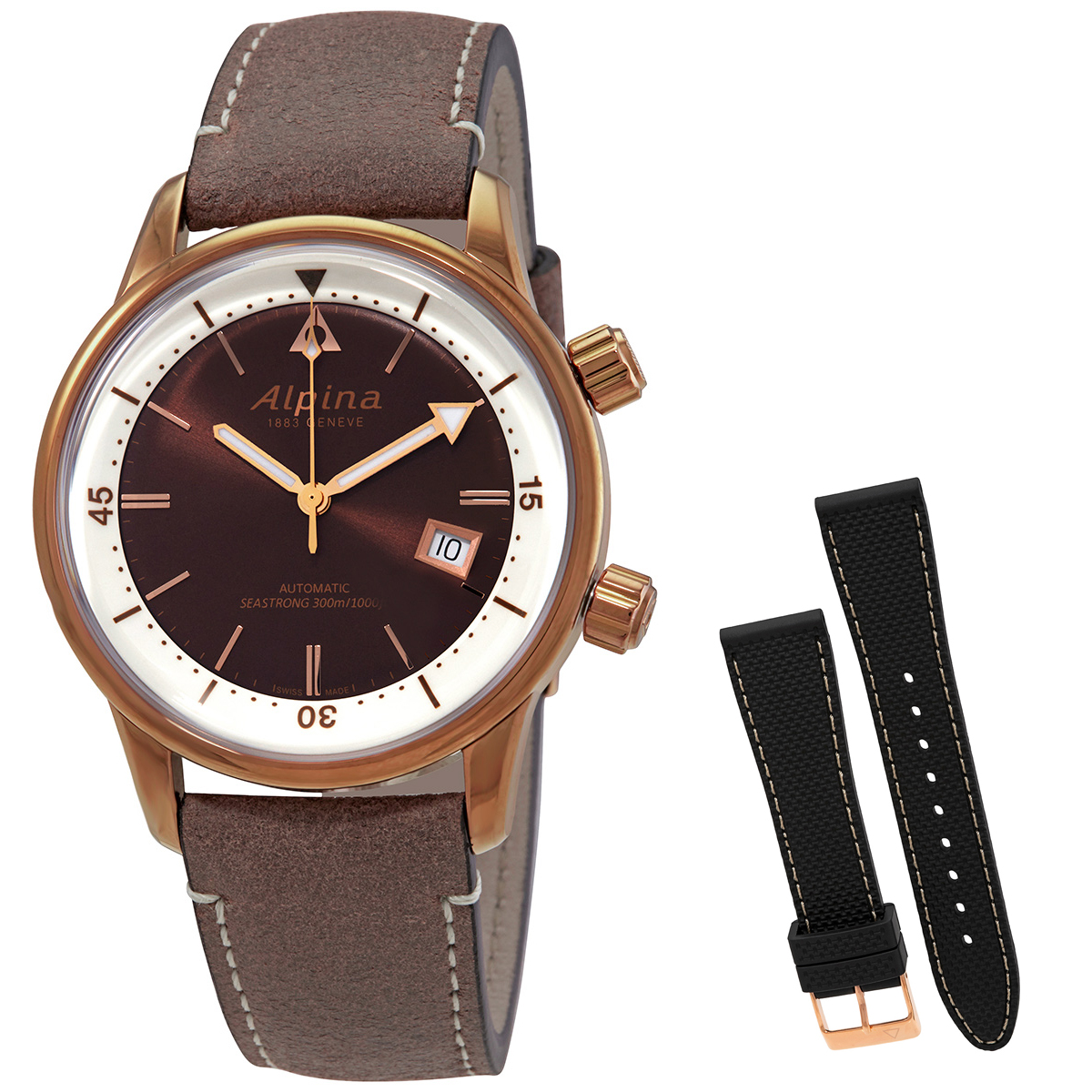 Alpina Seastrong Diver Automatic Brown Dial Mens Watch Al-525brc4h4 In Bronze / Brown / Gold Tone / Rose / Rose Gold Tone