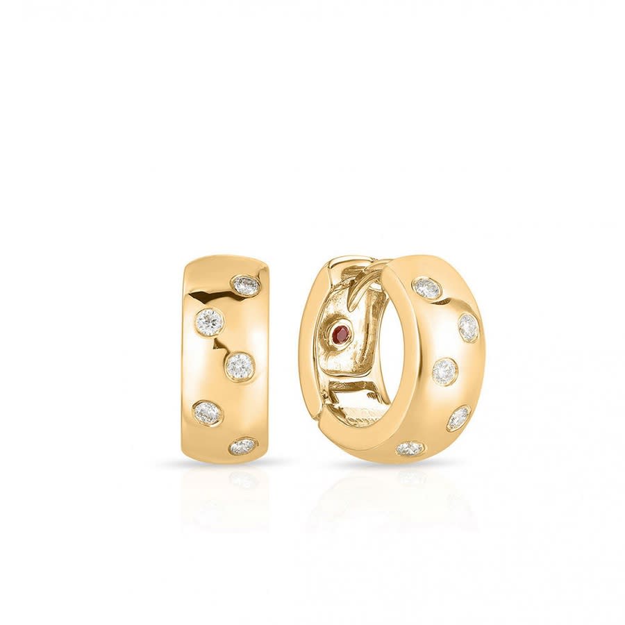 Roberto Coin Diamond Huggie Yellow Gold Earrings