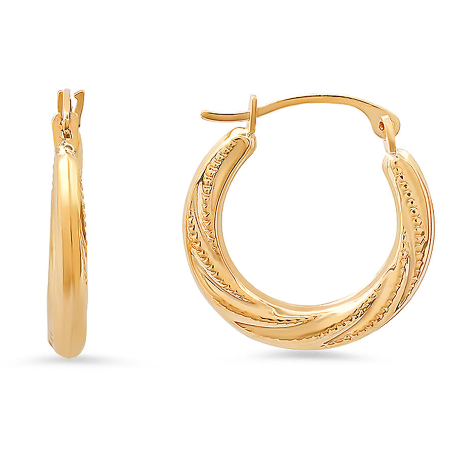 Kylie Harper 10k Yellow Gold 17mm Diamond - Cut Swirl Huggy Hoop Earrings In Gold-tone