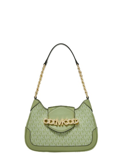 Michael Kors Signature Logo-print Small Hally Shoulder Bag In Light Sage