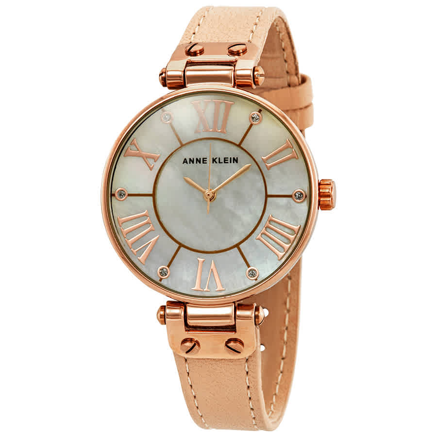 Anne Klein Pink Mother Of Pearl Dial Ladies Watch 10-9918rglp In Beige,gold Tone,mother Of Pearl,pink,rose Gold Tone