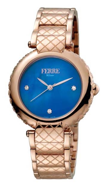 Ferre Milano Blue Dial Ladies Watch Fm1l099m0071 In Blue / Gold Tone / Rose / Rose Gold Tone