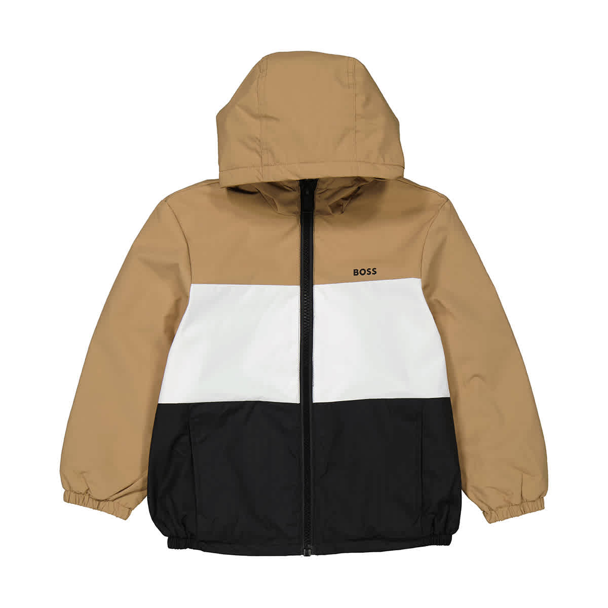 HUGO BOSS HUGO BOSS KIDS LOGO PRINT HOODED WINDBREAKER JACKET