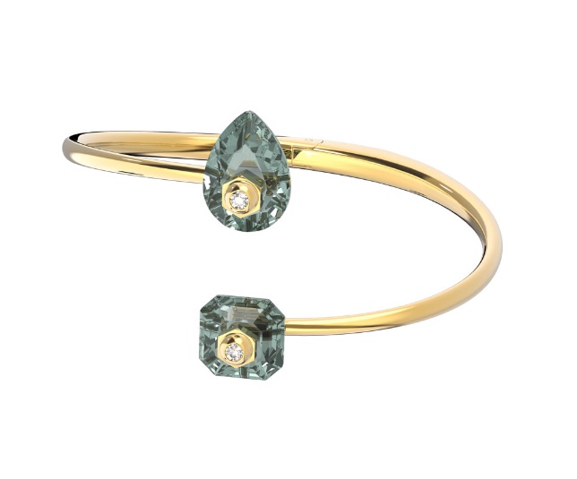 Swarovski Numina Bangle In Grey/ Gold-tone