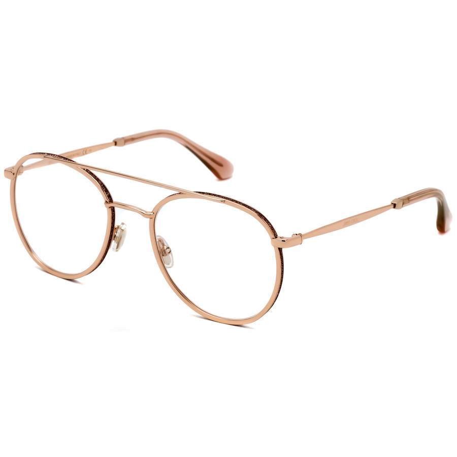 Jimmy Choo Demo Round Ladies Eyeglasses Jc230 0eyr 51 In Gold / Pink