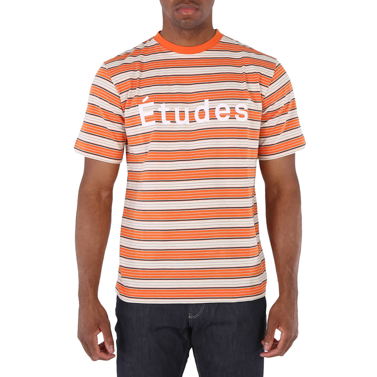 Etudes Studio Orange Striped Wonder T-shirt In Striped