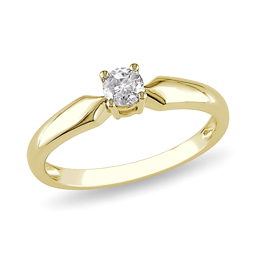 AMOUR 1/5 CT TW Diamond Solitaire Engagement Ring In 10K Yellow Gold