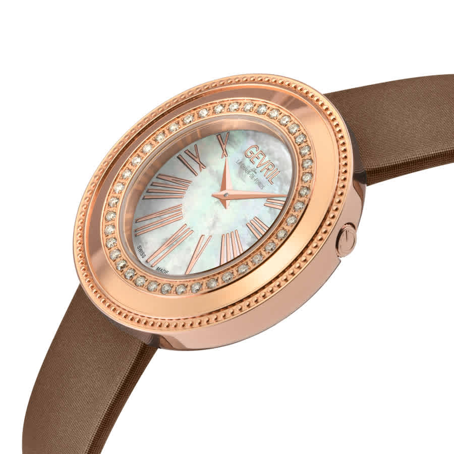 Shop Gevril Gandria Mother Of Pearl Dial Ladies Watch 12151 In Brown / Gold Tone / Mop / Mother Of Pearl / Rose / Rose Gold Tone