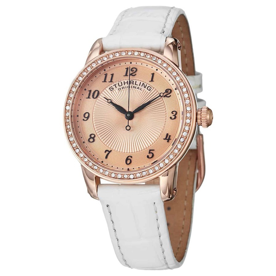 Stuhrling Original Symphony Rose Gold-tone Dial Ladies Watch M15366 In Black / Gold / Gold Tone / Rose / Rose Gold / Rose Gold Tone / White