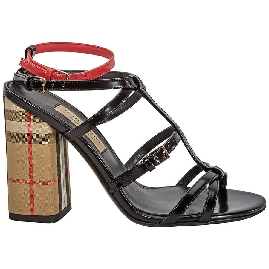 Burberry Ladies Black Strap Sandal Pump