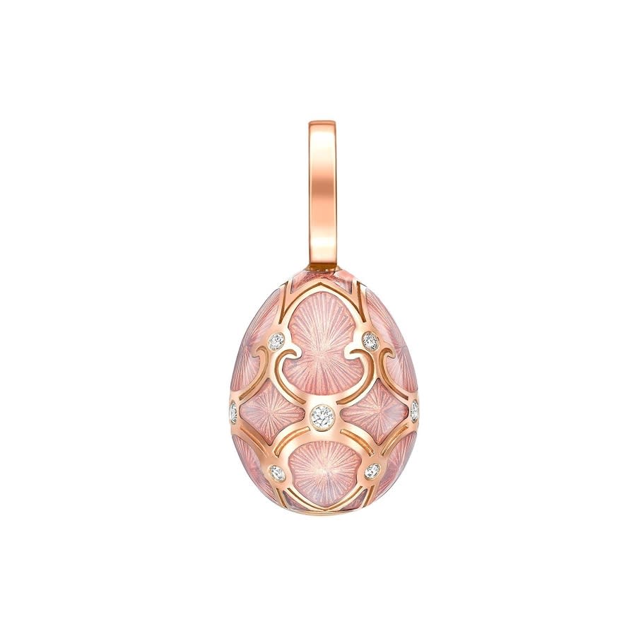 Fabergé Faberge Heritage Rose Gold Diamond & Pink Guilloche Enamel Egg Charm 701ec1449