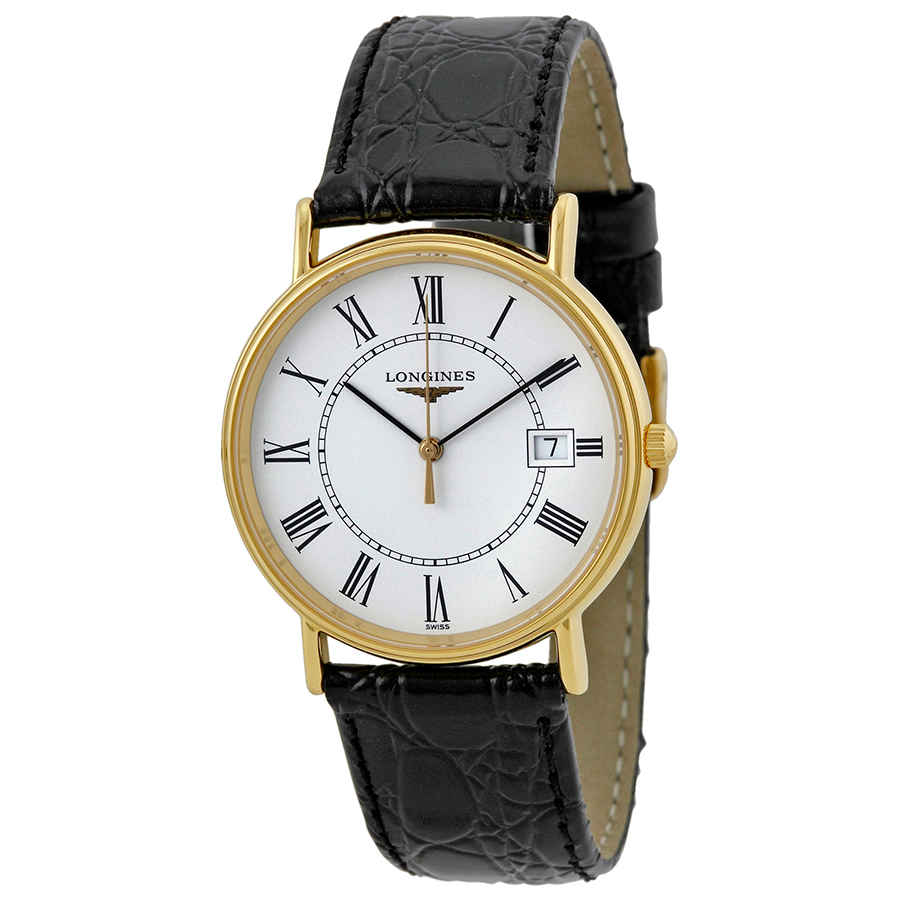 Longines La Grande Classique Presence White Dial Mens Watch L47202112 In Black,gold Tone,white